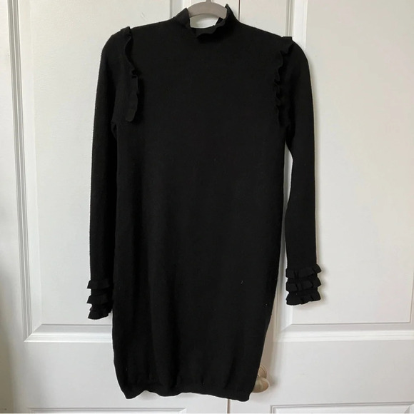hr2  Holt Renfrew Black Soft Stretch Knit Ruffle Dress - Picture 3 of 8
